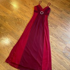 Vintage Y2K Crimson Mesh Maxi Gown Mesh Slip Dress Size Small Prom Dress